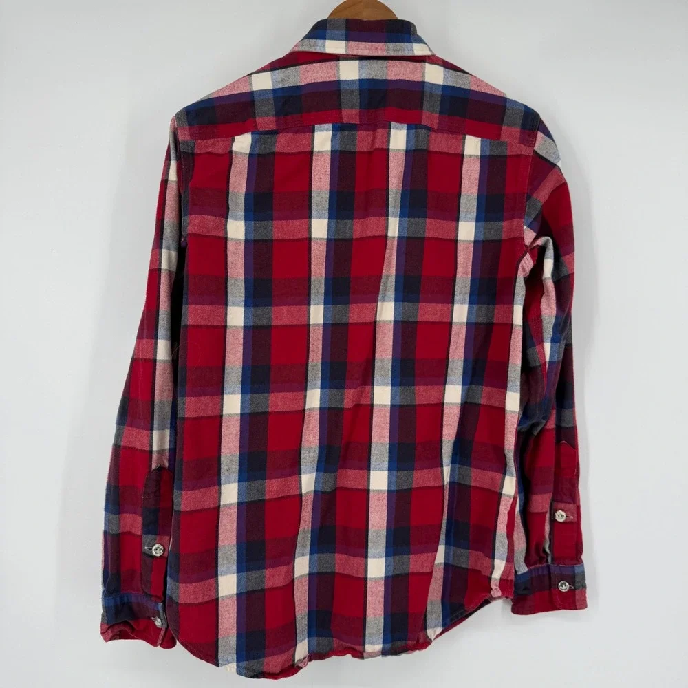 Polo Ralph Lauren Mens Naval Res Plaid Flannel Shirt Red Blue Small
